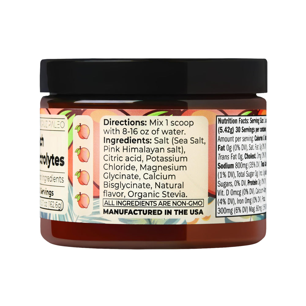 Santa Cruz Paleo peach mixed in a glass for refreshing sugar-free hydration