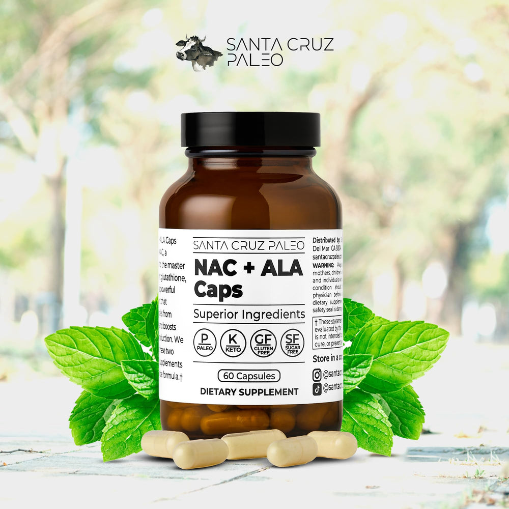 Santa Cruz Paleo bottle beside other supplements showing stackable routine benefit