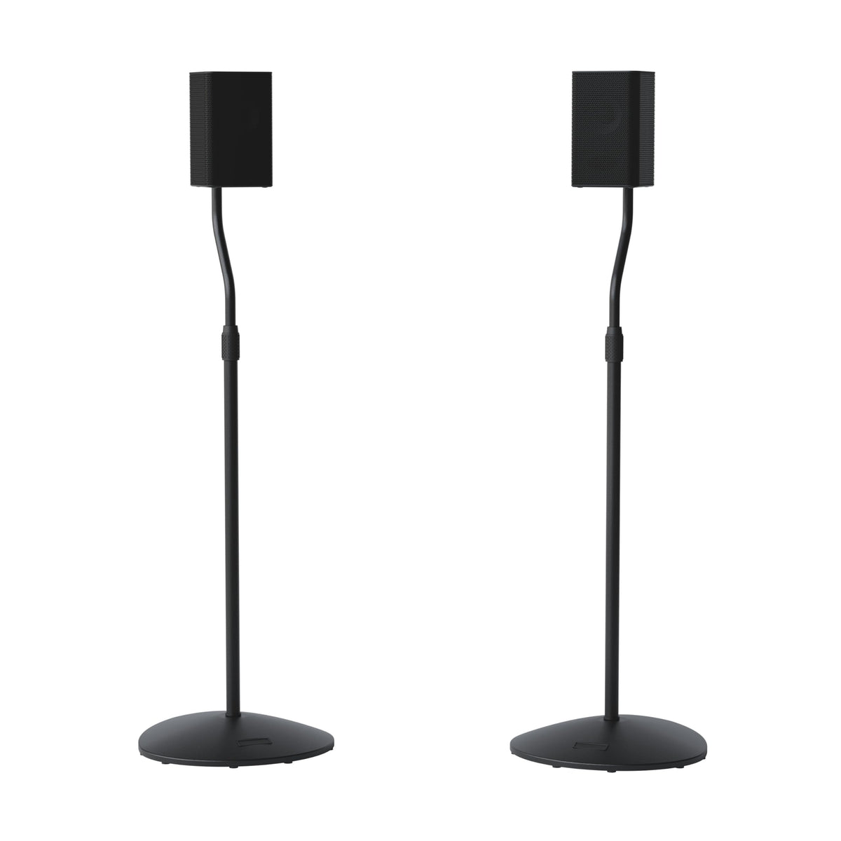 SANUS front view of speaker stands showing stability and professional finish