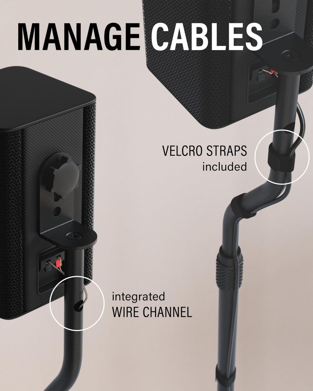 SANUS keyhole adapter detail showing secure attachment for older speakers