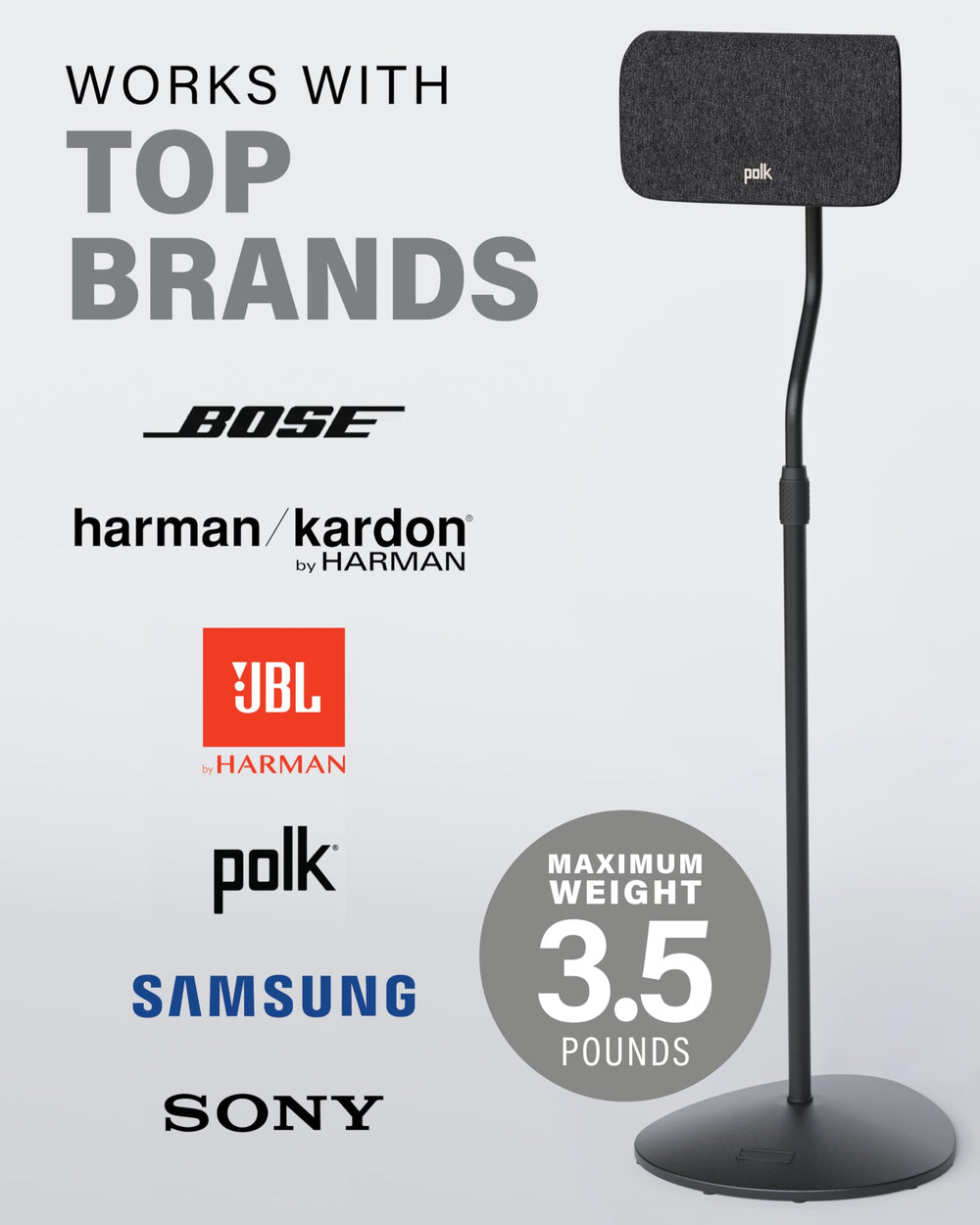 SANUS speaker mounted on stand demonstrating improved listening position