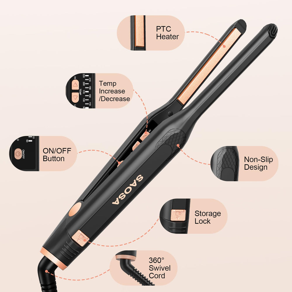 SAOSA rose gold iron on vanity in lifestyle shot inspiring polished travel looks