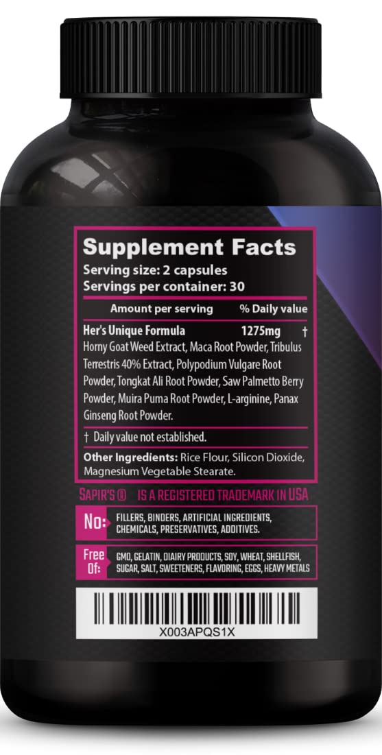 Sapir's Nutrition dosage directions panel showing safe usage guidance
