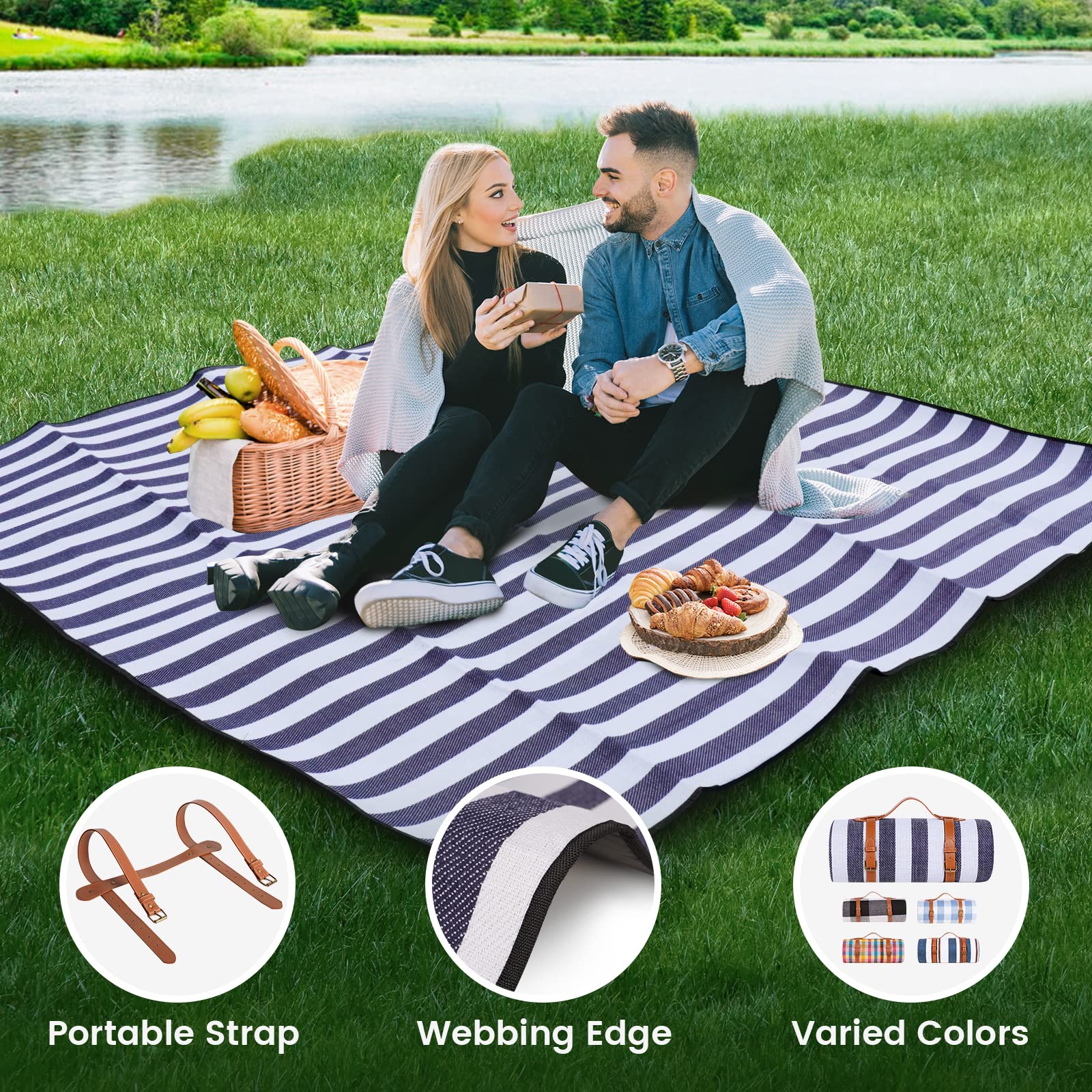 sapsisel rolled blanket with adjustable strap for compact carrying