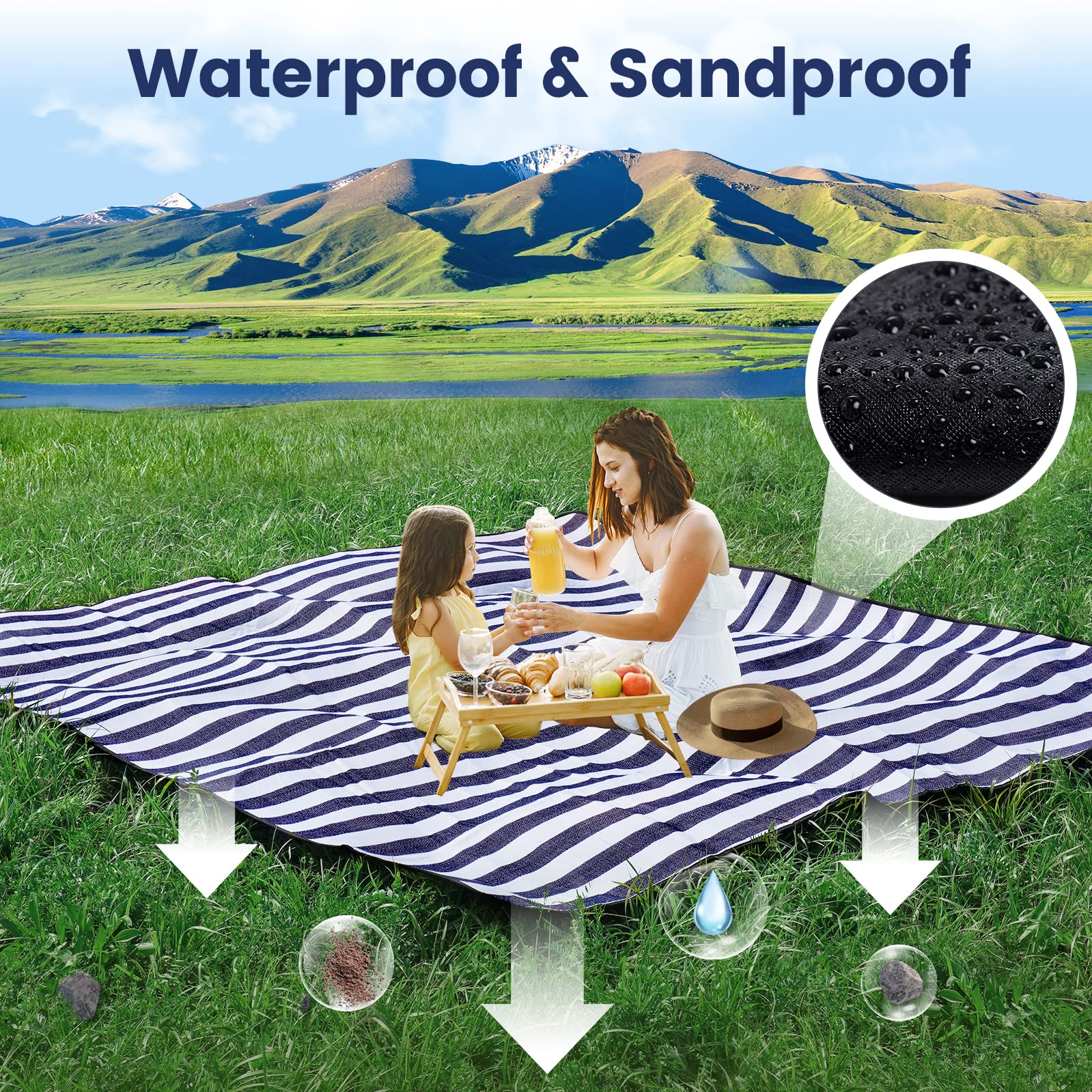 sapsisel blanket spread with people illustrating roomy 80 by 80 size