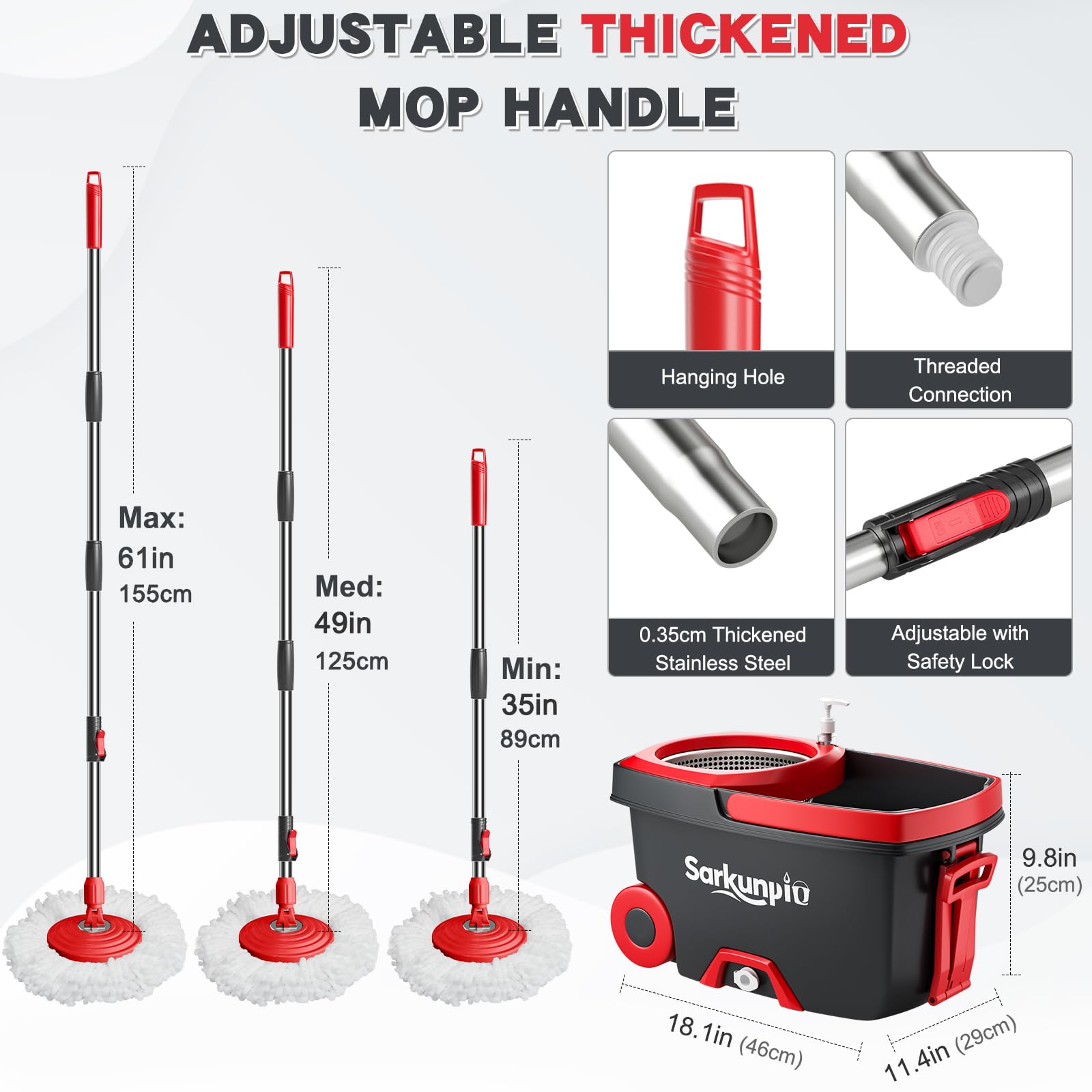 Sarkunpio stainless steel wringer detail highlighting durable construction and reliability
