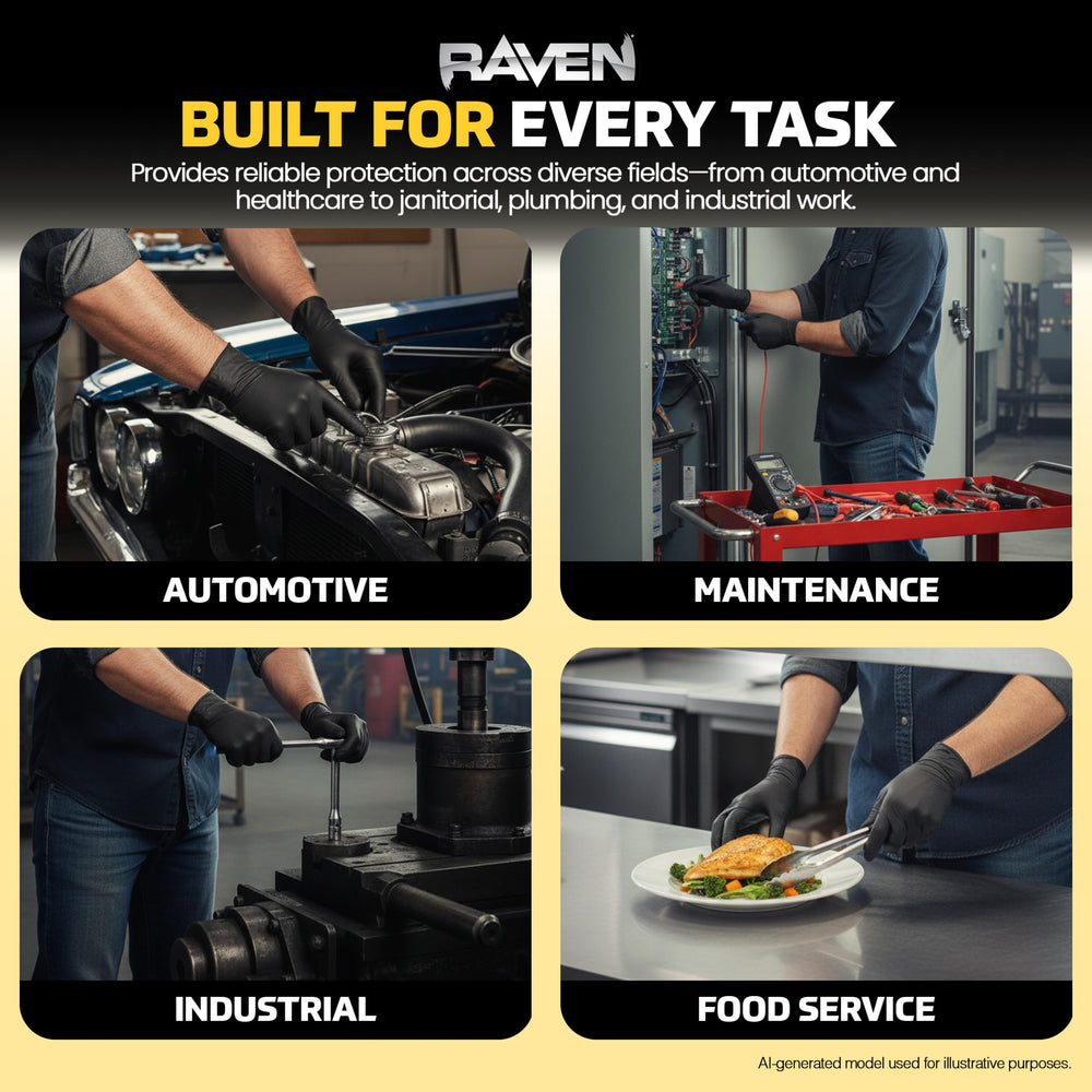 SAS Raven gloves in workshop setting protecting hands during mechanical tasks