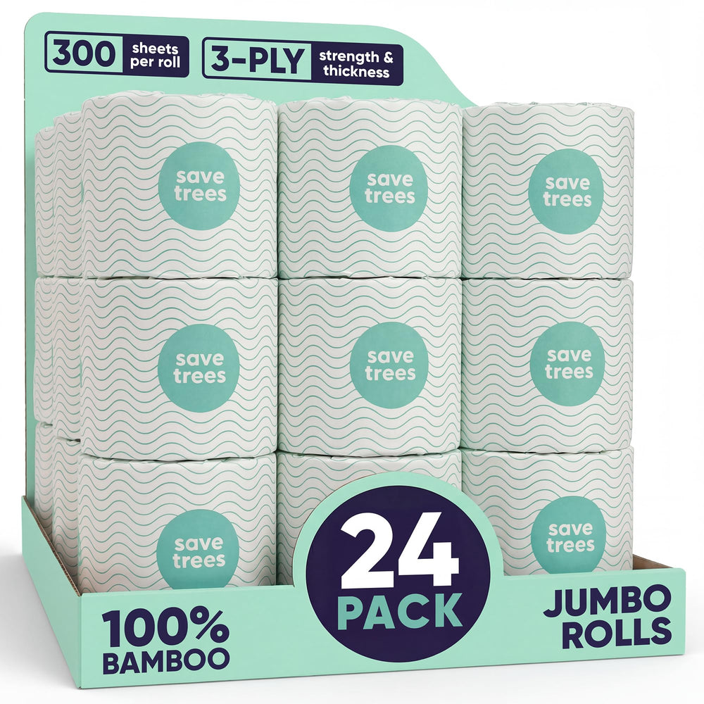 Save Trees front packaging showing 24-roll bulk pack and eco benefits