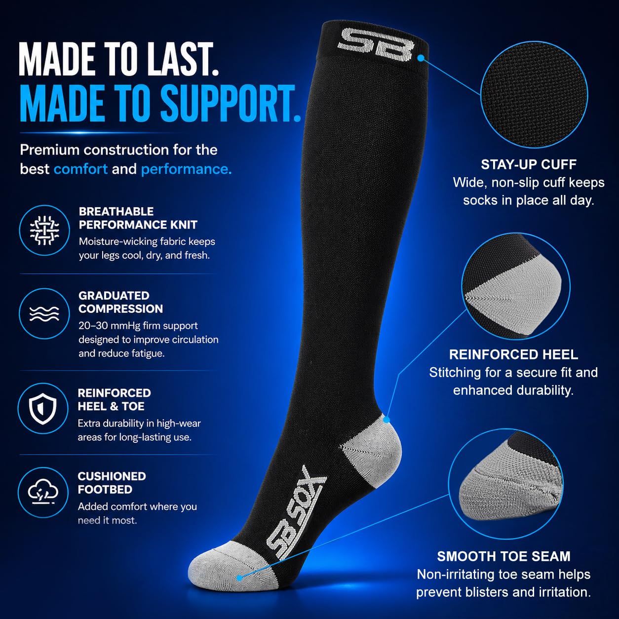 SB SOX pair folded to show length and everyday support