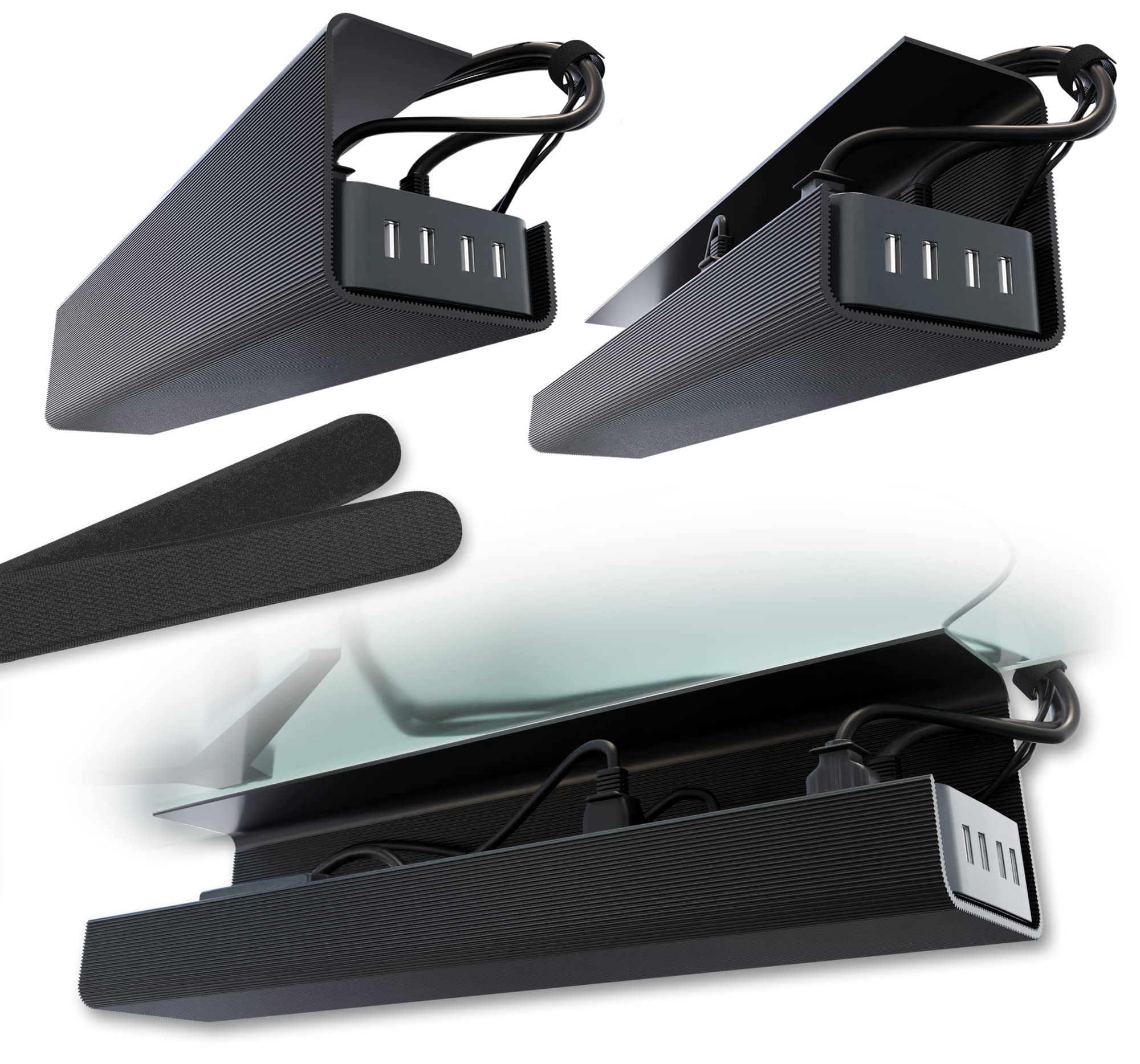 Scandinavian Hub Scanfield front view of two black trays showing sleek design and organization benefit