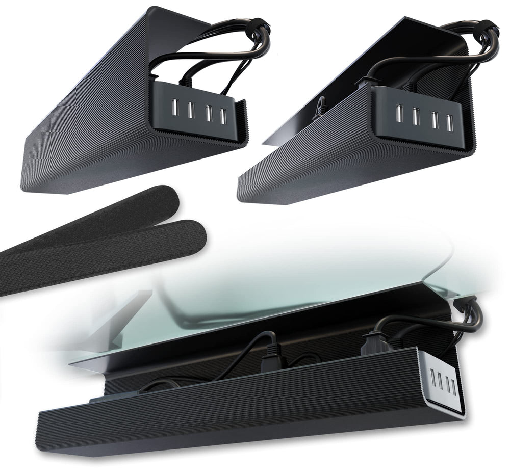 Scandinavian Hub Scanfield front view of two black trays showing sleek design and organization benefit