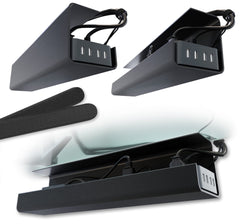 Scandinavian Hub Scanfield front view of two black trays showing sleek design and organization benefit