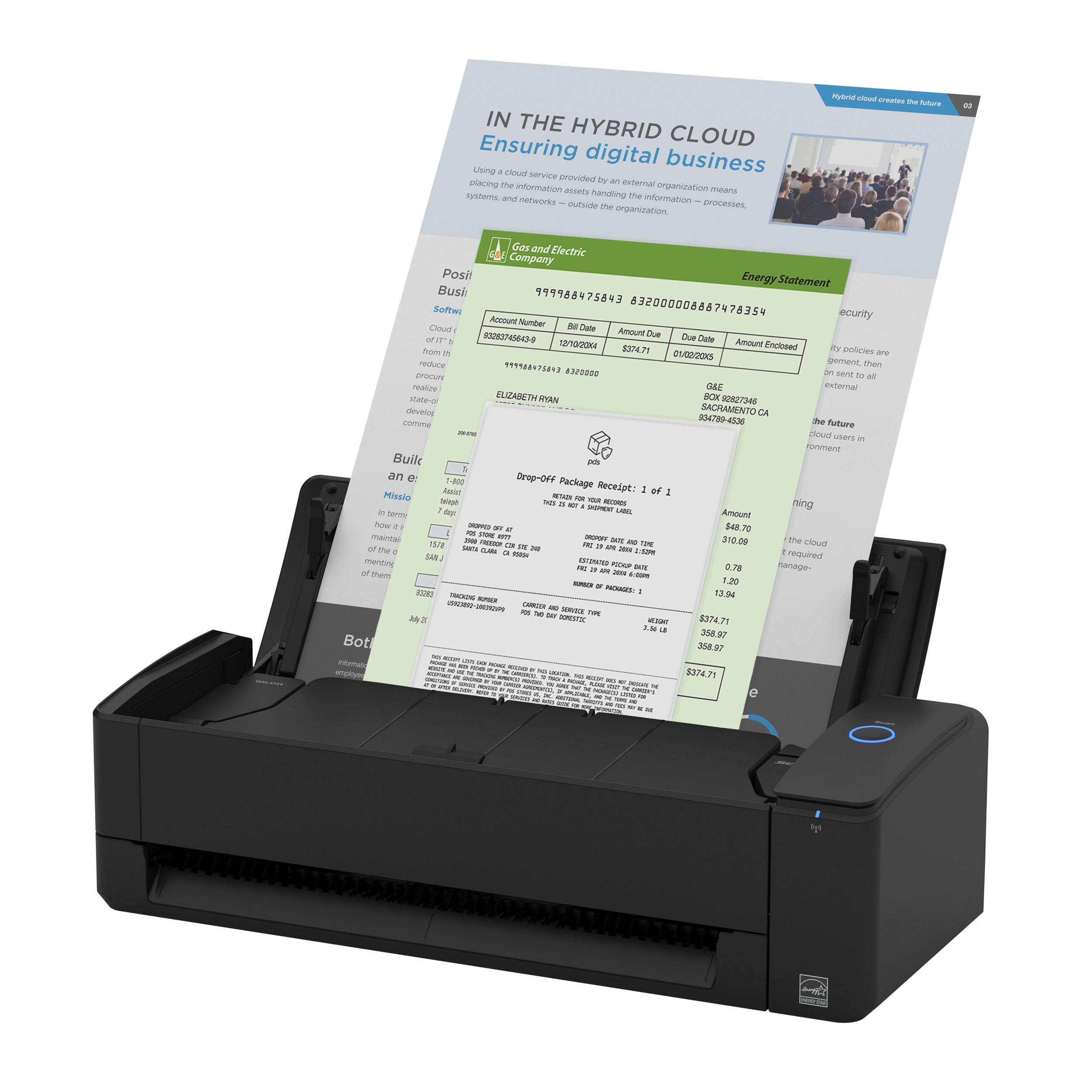 ScanSnap iX1300 front view showing compact footprint and clean design benefits