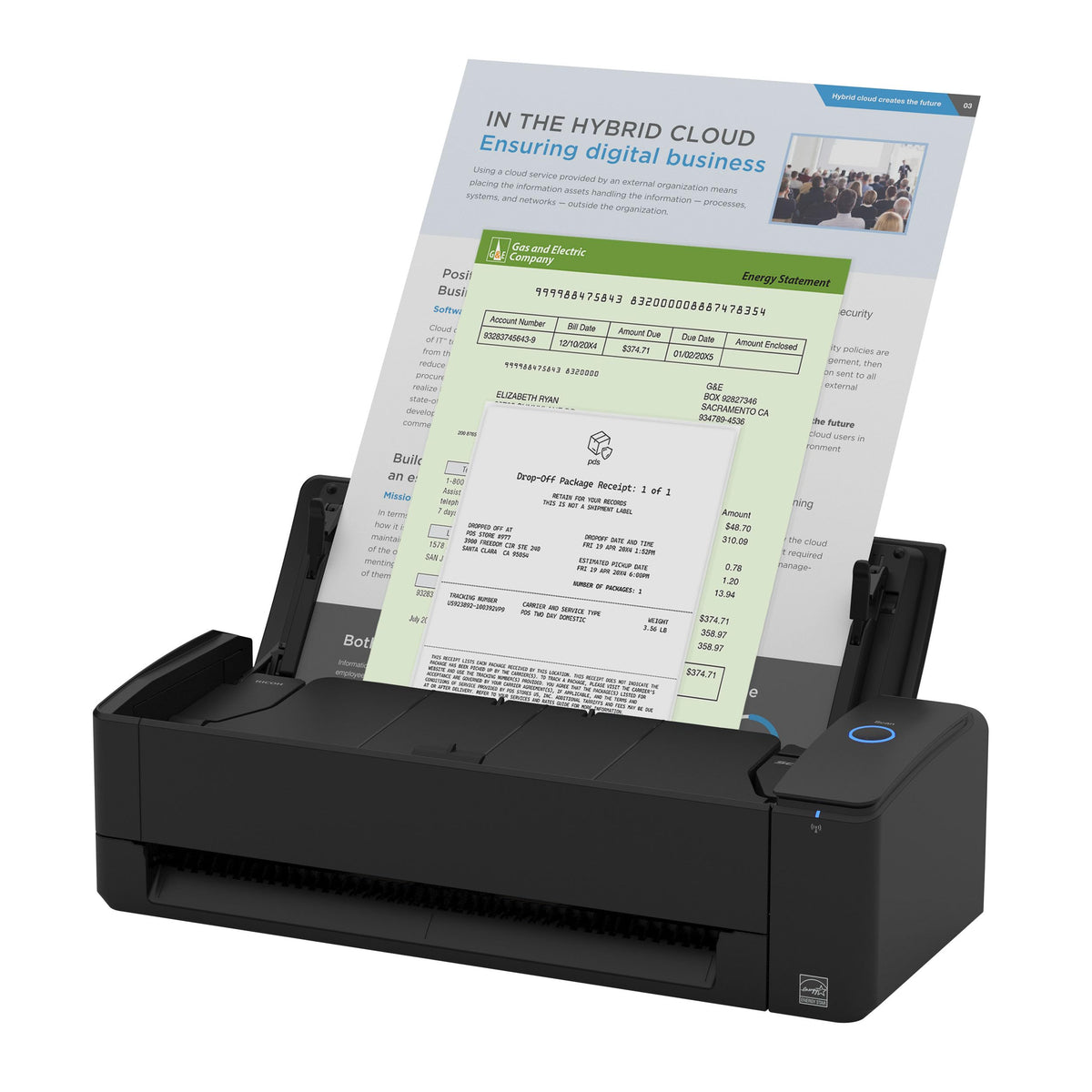 ScanSnap iX1300 front view showing compact footprint and clean design benefits