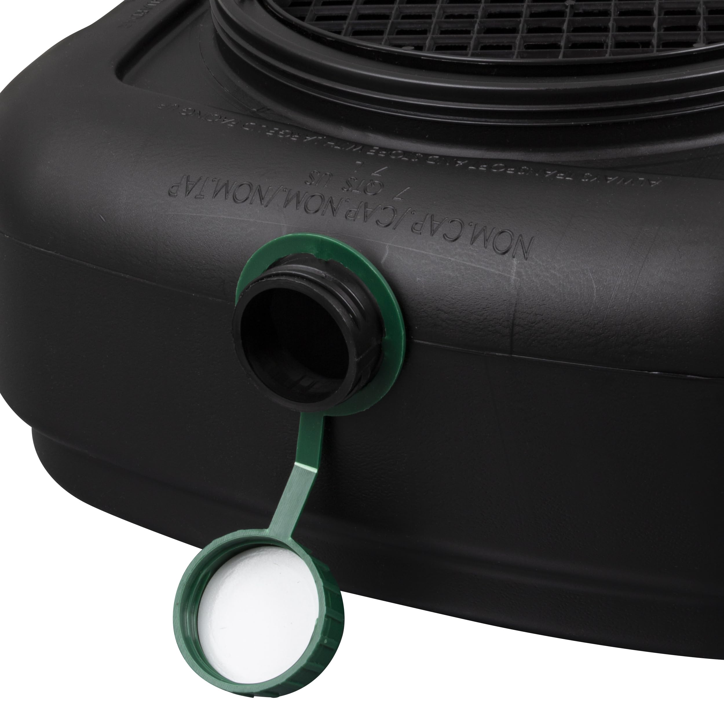 Scepter pour spout with tethered gasket cap for leak‑resistant emptying benefit