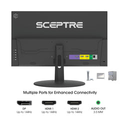 Sceptre built-in speakers detail demonstrating clean audio without extra clutter