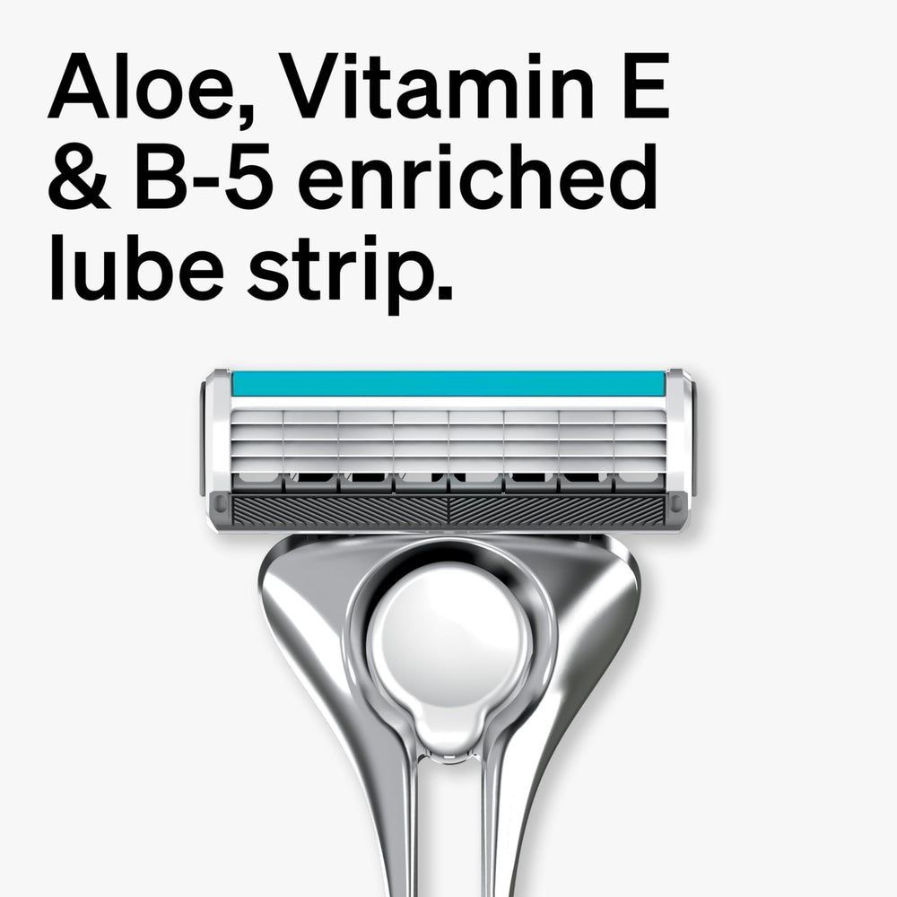 Schick Quattro Titanium lubricating strip close view for smoother glide