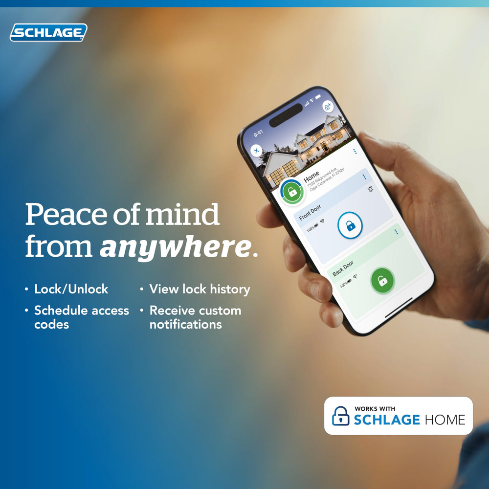 Schlage Encode app lock history screen showing remote monitoring benefit