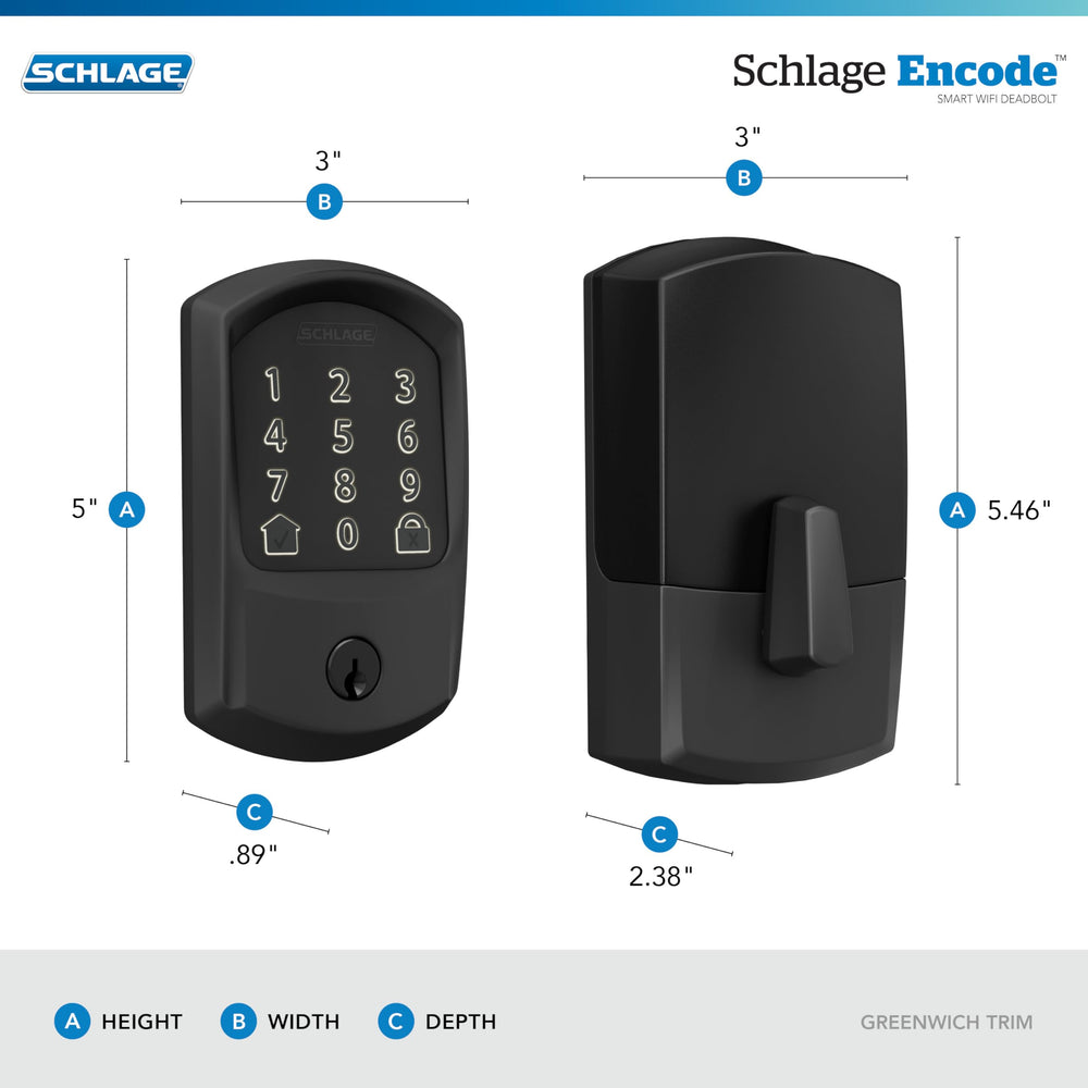 Schlage Encode side profile Greenwich trim showing clean silhouette and aesthetic benefit