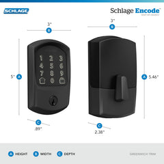 Schlage Encode side profile Greenwich trim showing clean silhouette and aesthetic benefit