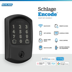 Schlage Encode touchscreen close-up highlighting fingerprint-resistant surface benefit