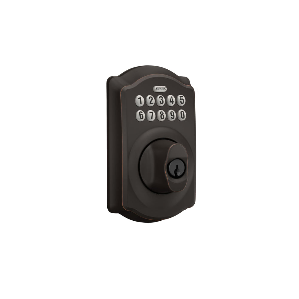 Schlage illuminated silicone keypad closeup for clear nighttime access