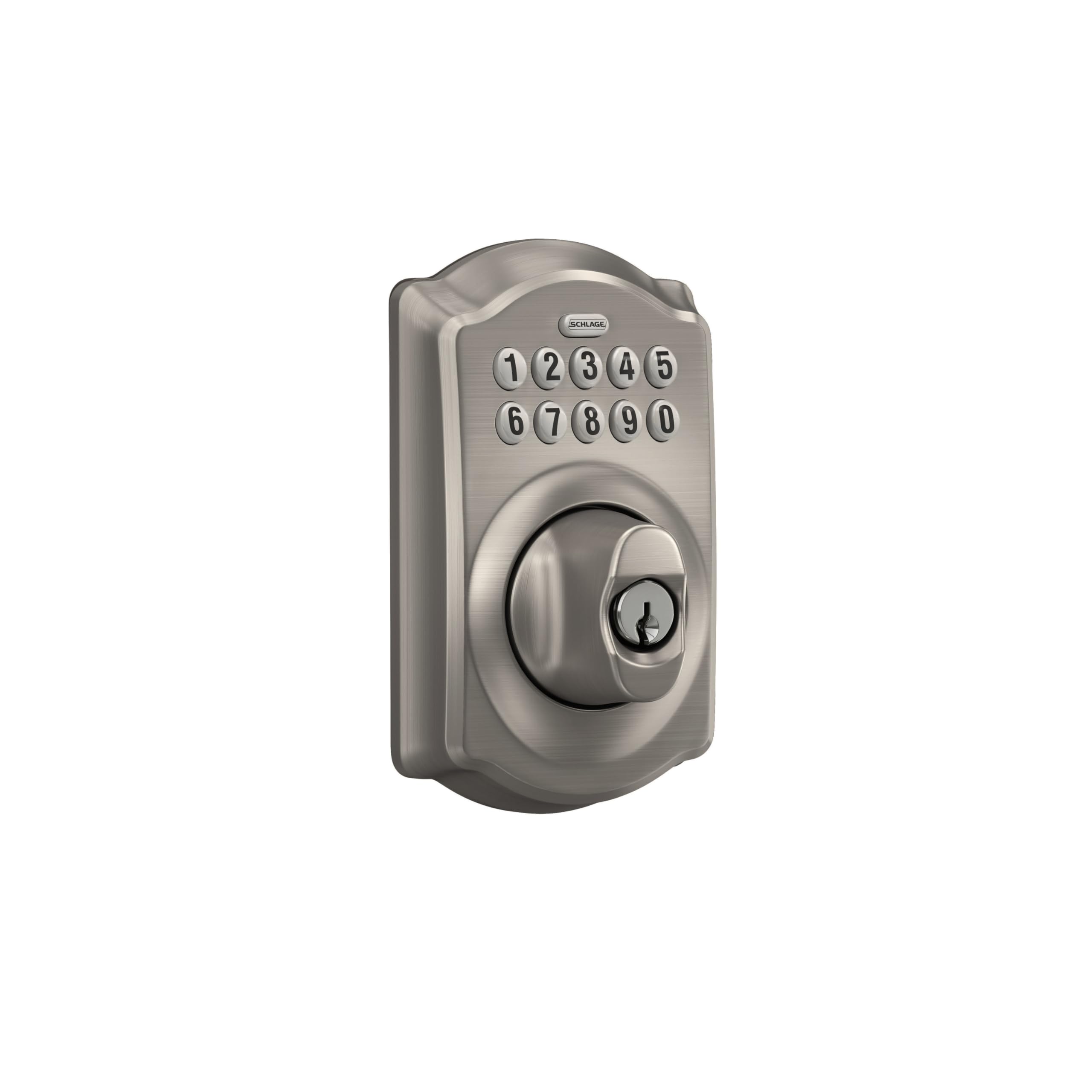 SCHLAGE keypad close-up with silicone buttons and backlight for easy nighttime use