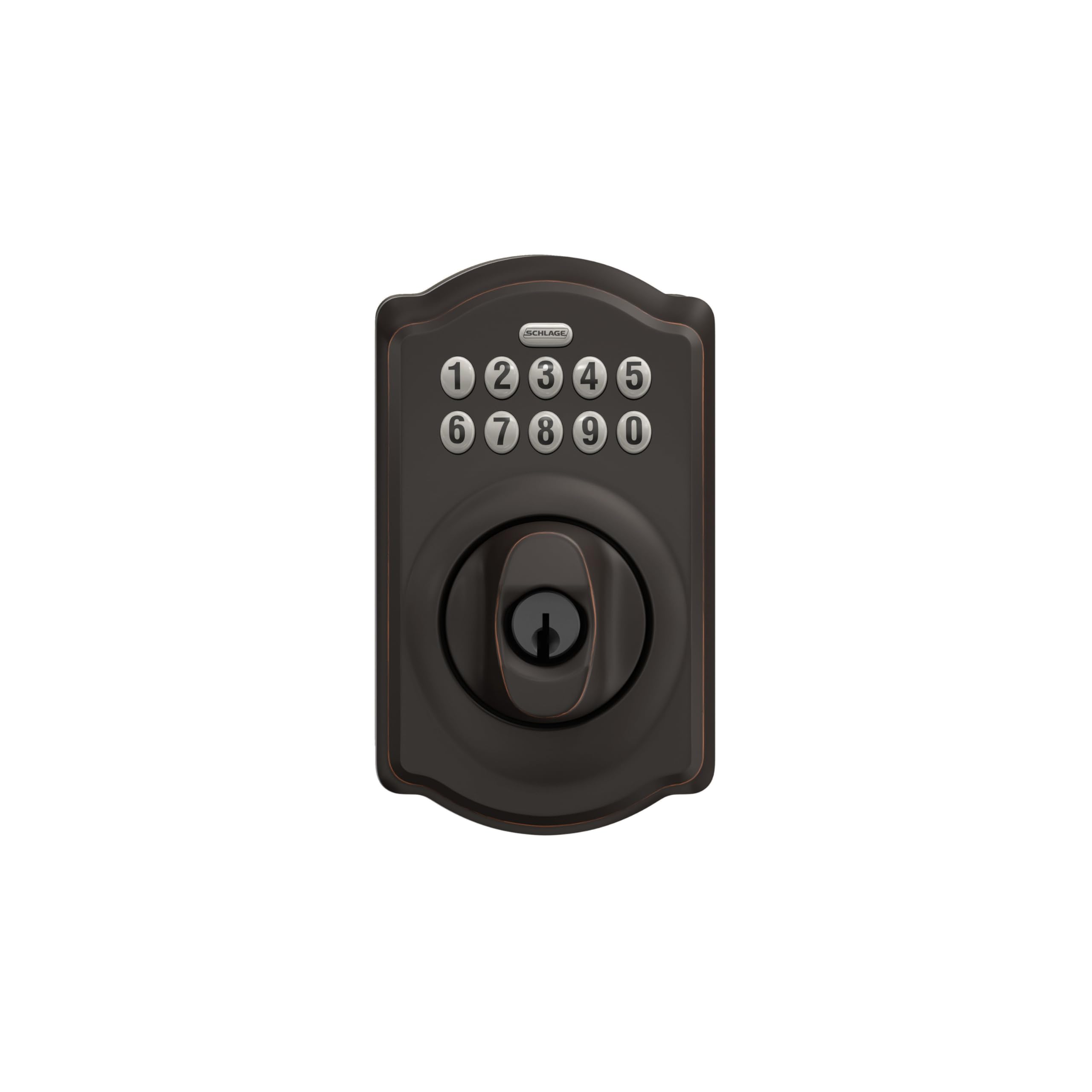 Schlage product packaging with 9V battery included ensuring immediate use