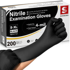 Schneider front packaging showing black nitrile gloves, professional protection
