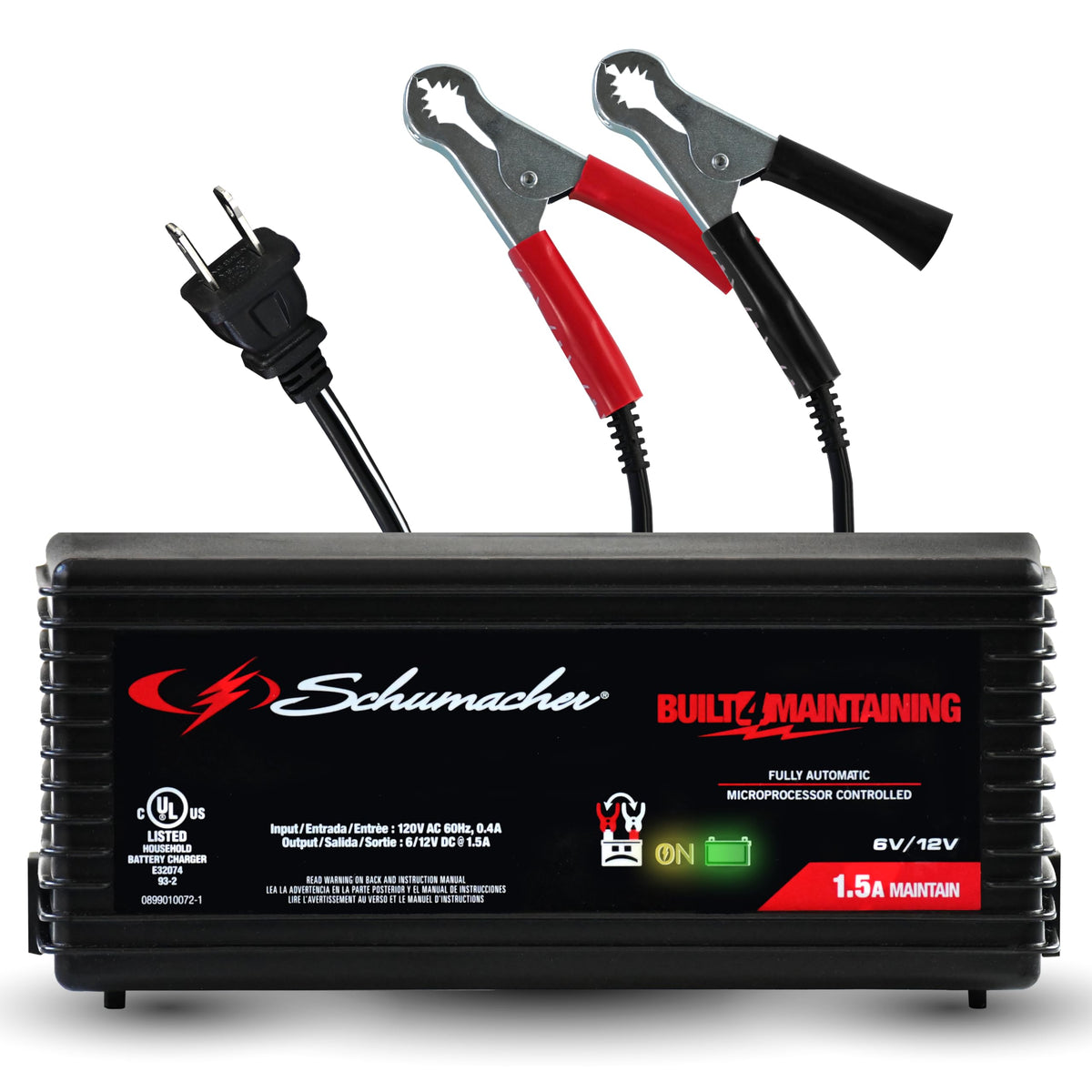 Schumacher Electric SC1355 front panel view showing controls and indicators for easy operation