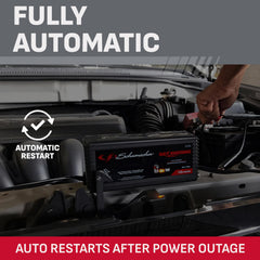 Schumacher Electric ring terminal connectors installed for semi-permanent battery maintenance