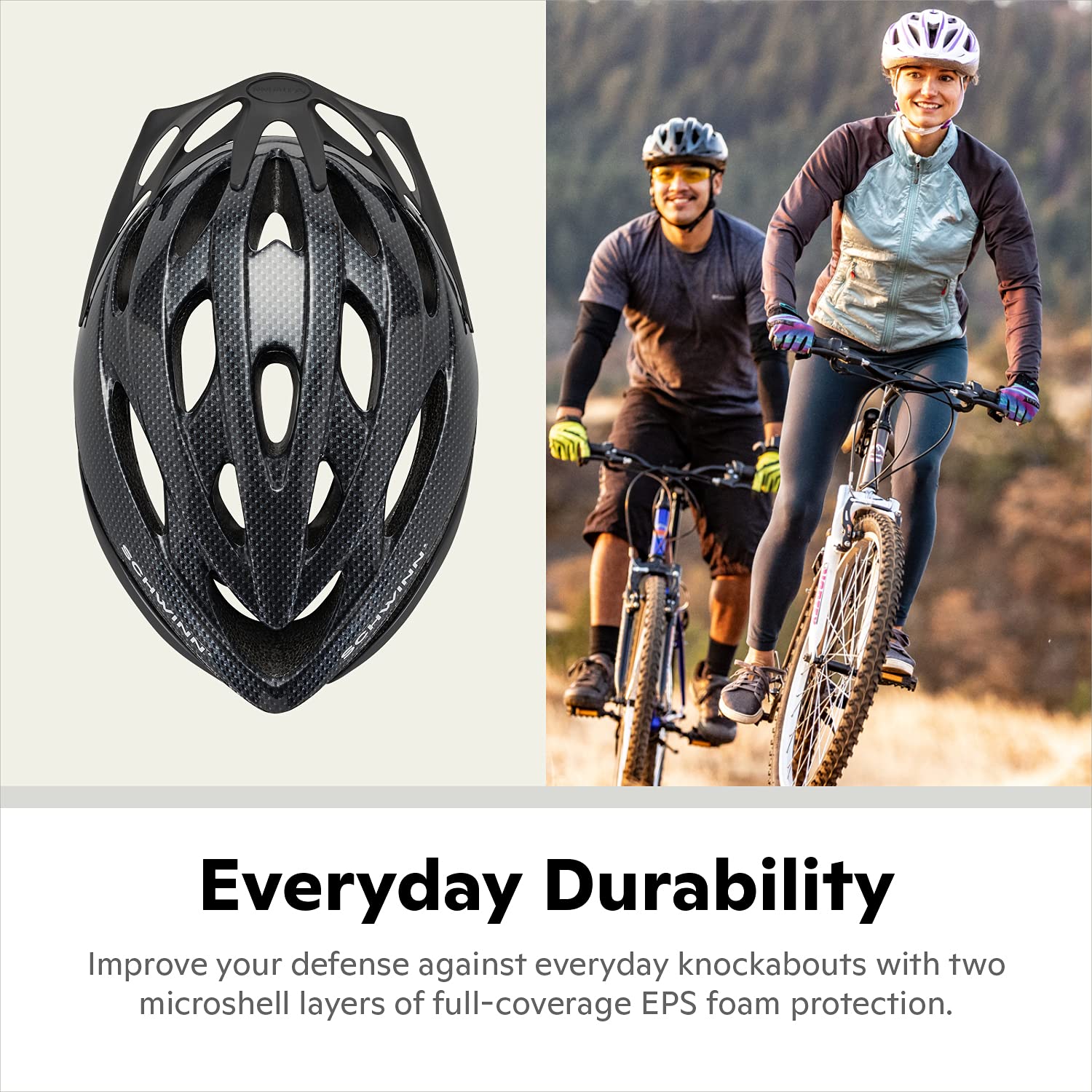 Schwinn Thrasher removable visor displayed for sun protection benefit