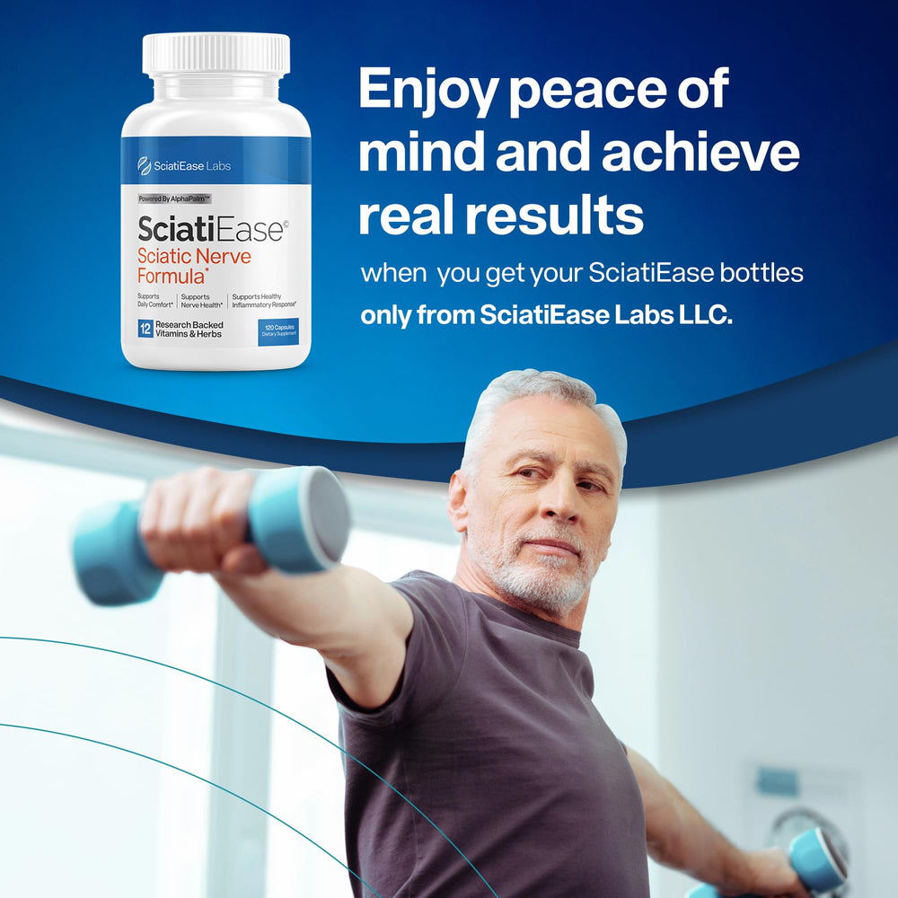 Relaxed person in a living room using SciatiEase as part of a daily wellness routine