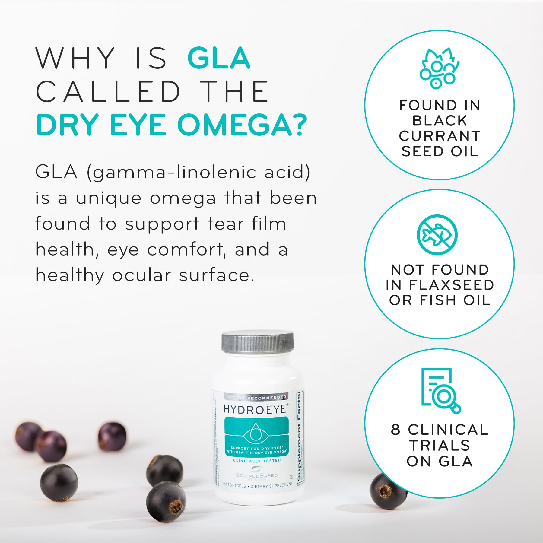 ScienceBased Health HydroEye black currant seed oil ingredient emphasizing GLA