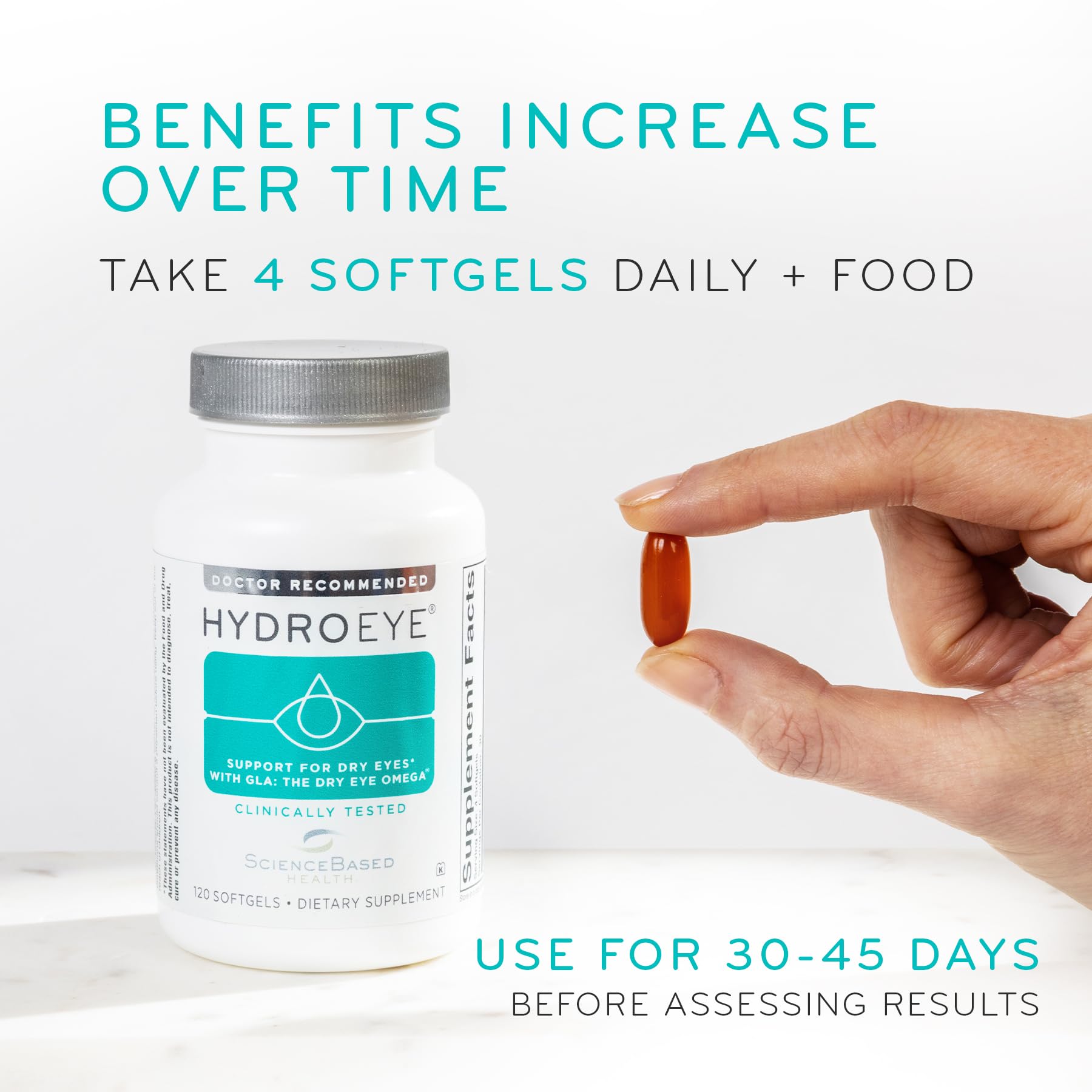 ScienceBased Health HydroEye label and supplement facts showing clinical support