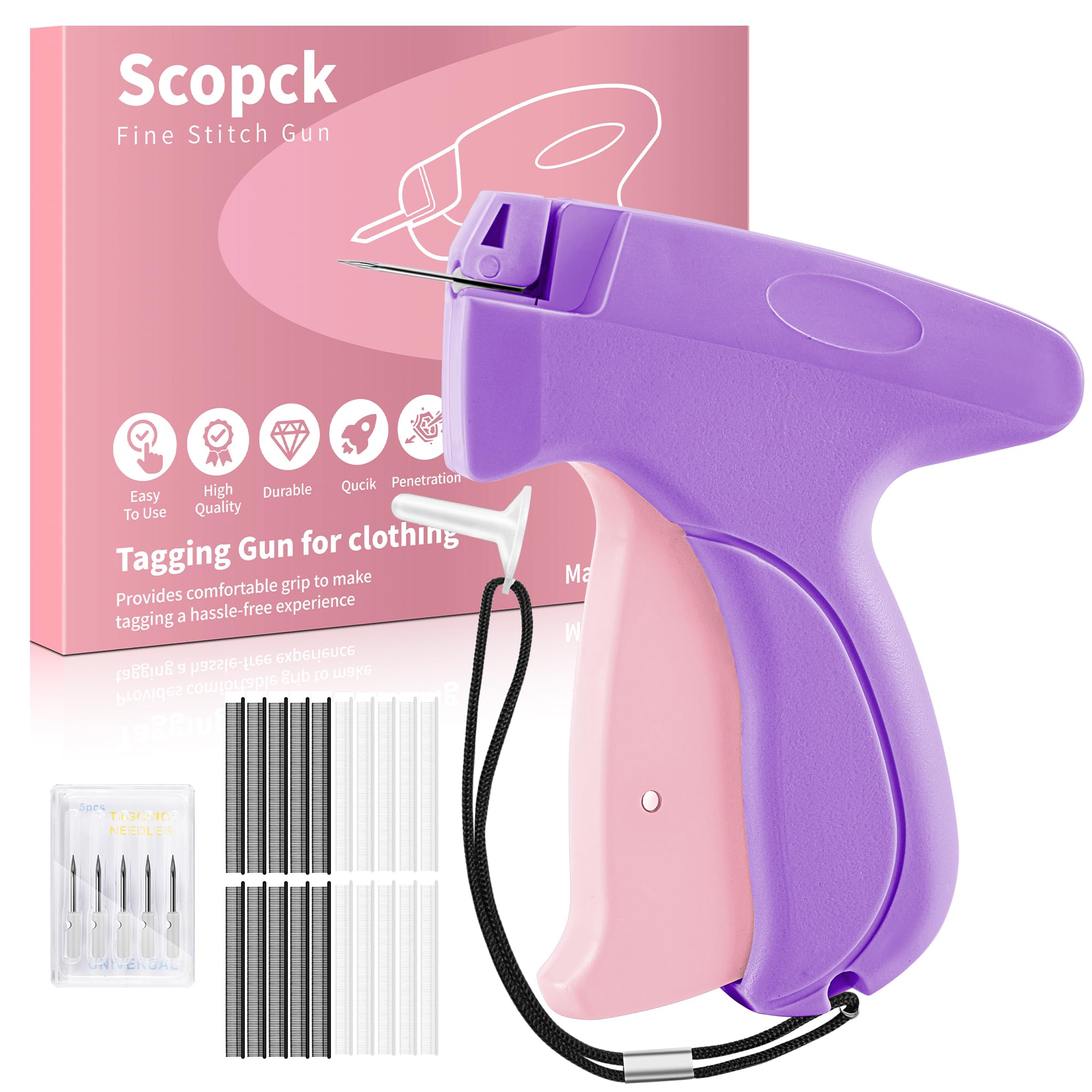 Scopck front view of stitch gun showing compact body and trigger for quick fixes