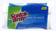 Scotch-Brite sponge in use washing a non-stick pan to protect the cookware finish