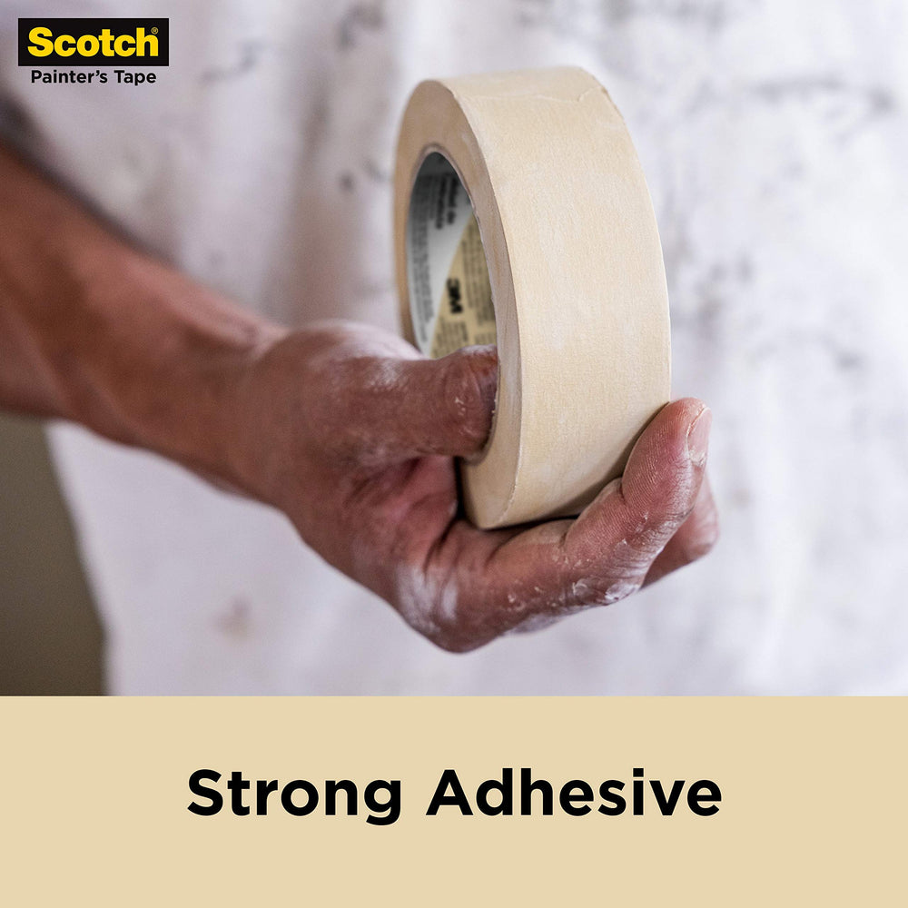 Scotch contractor tape applied to metal surface demonstrating clean adhesion