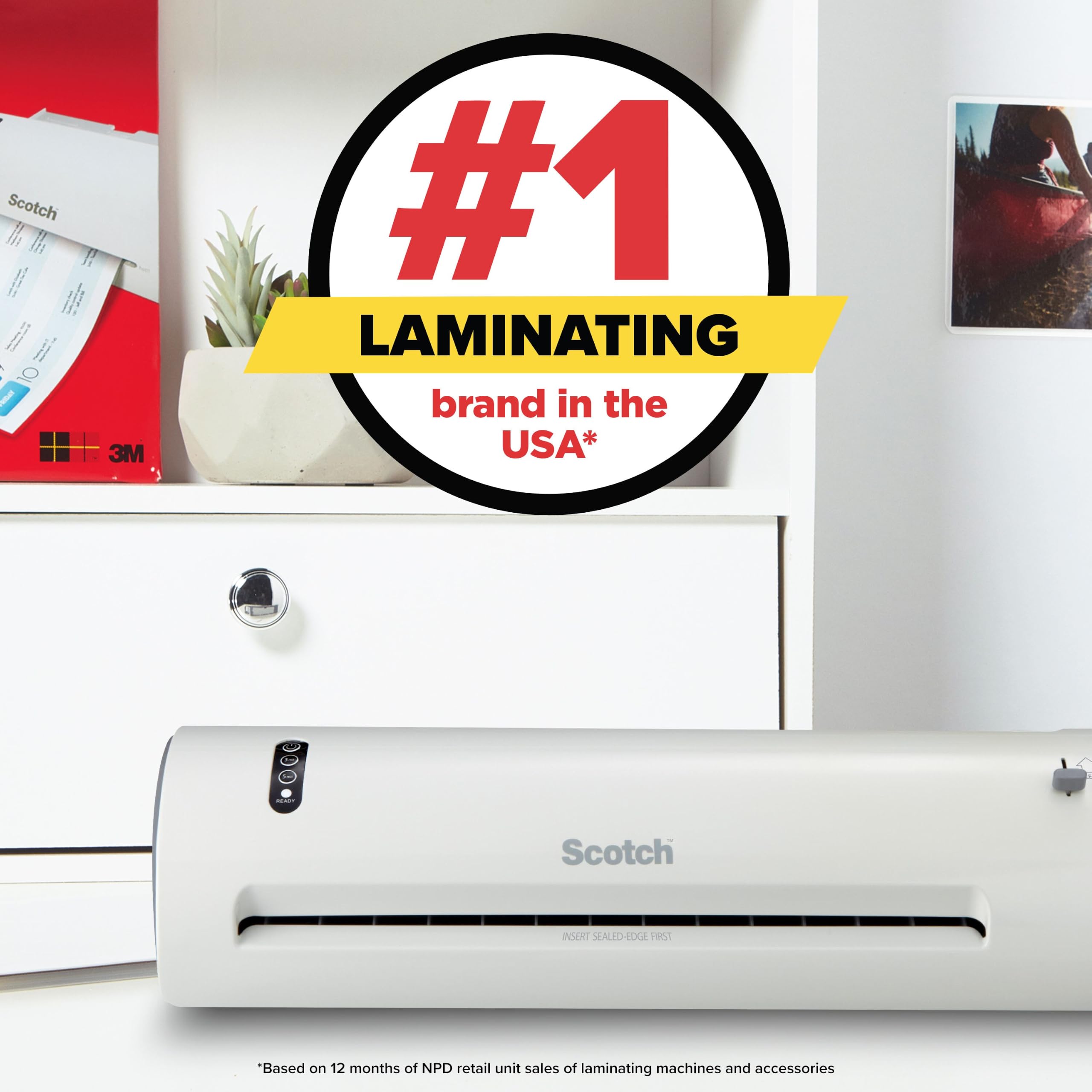 Scotch hands wiping laminated surface showing easy-to-clean disinfecting benefit