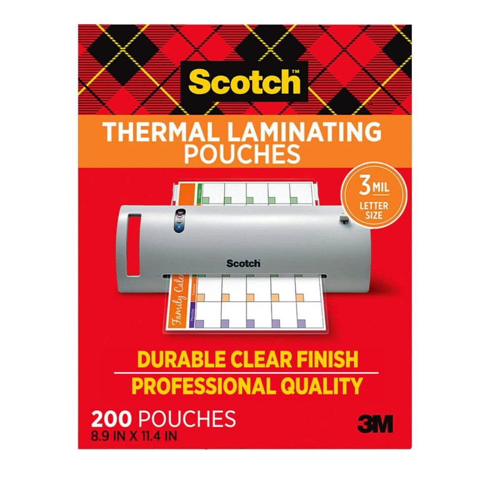 Scotch pouch being loaded into laminator showing recommended use for best seal