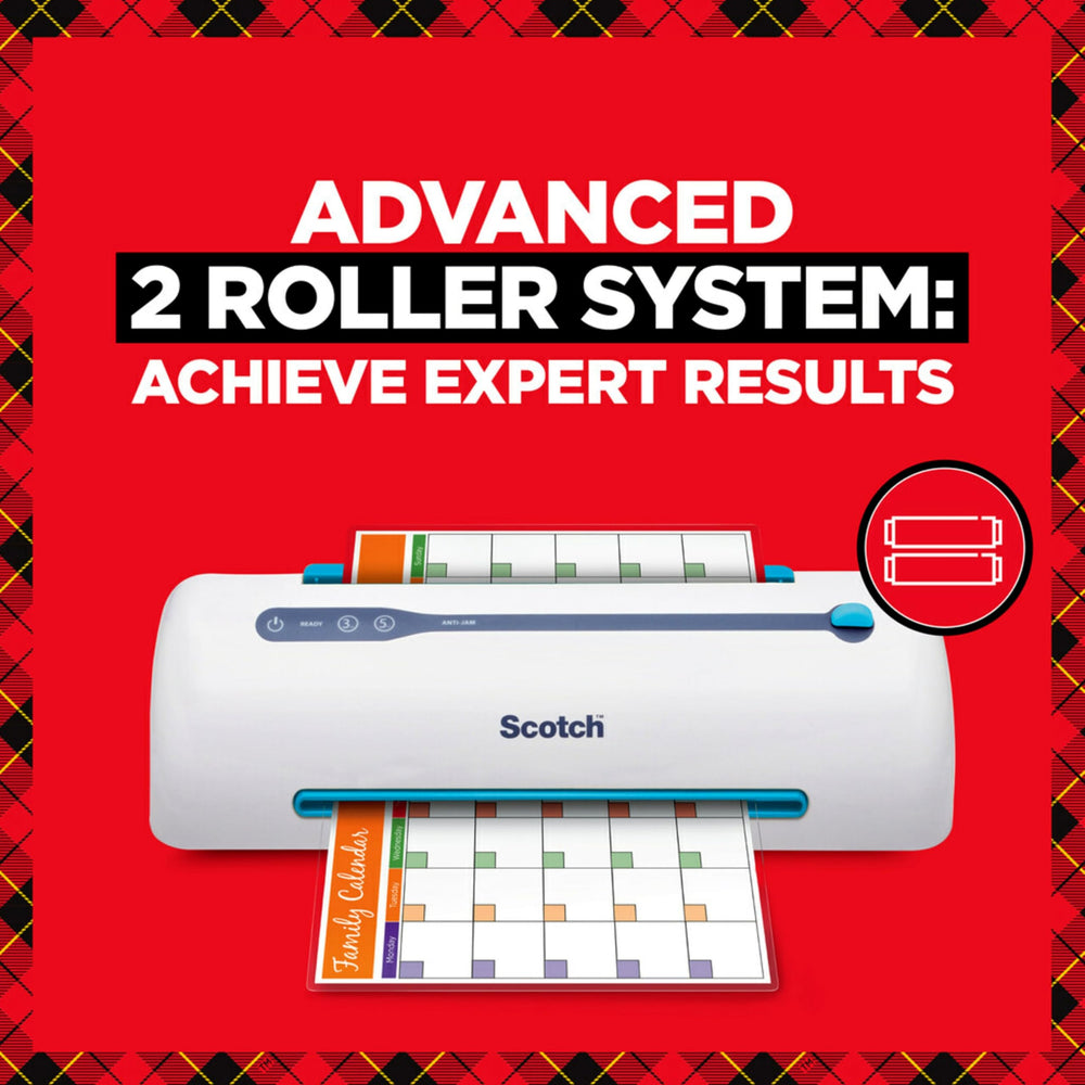 Scotch TL906 next to letter sheet to illustrate 9-inch capacity and size fit