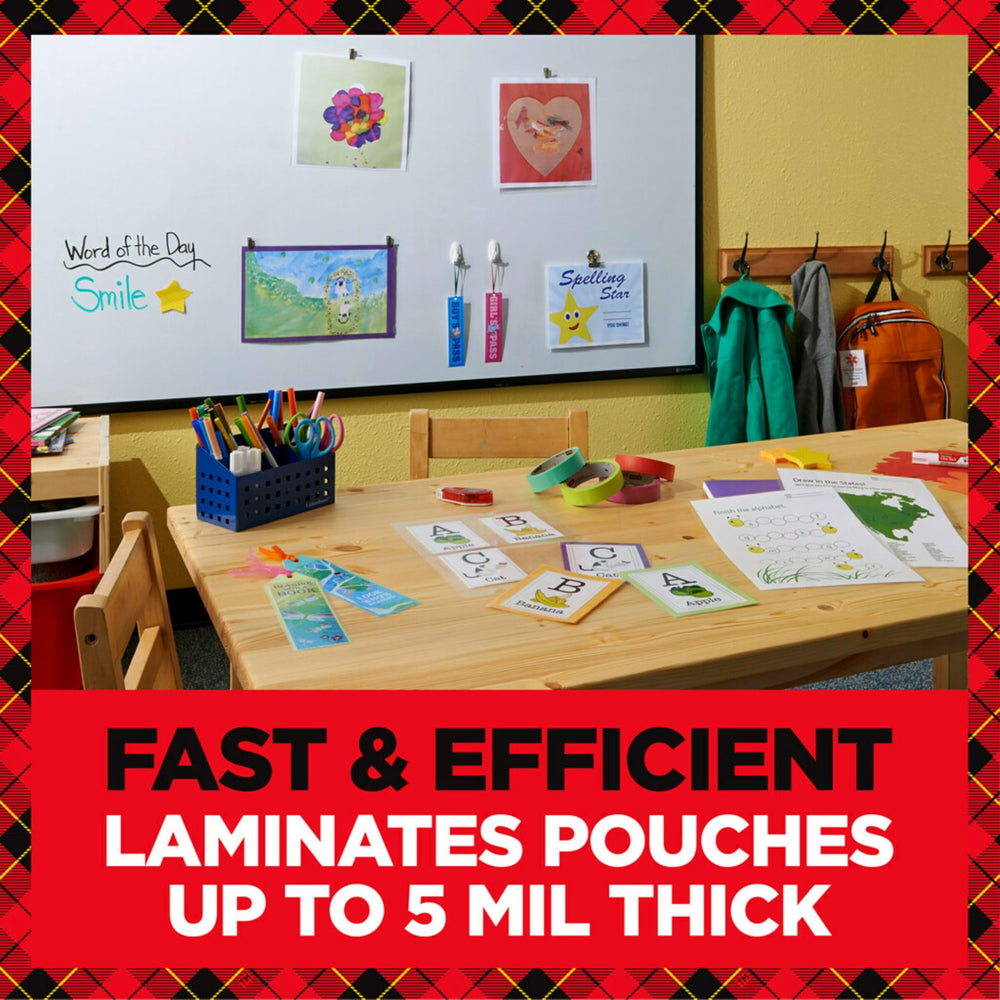 Scotch TL906 speed demo strip showing fast 15 in. per minute laminating advantage