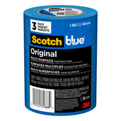 ScotchBlue 2-inch pack front view showing three rolls and clear labeling benefit clean lines
