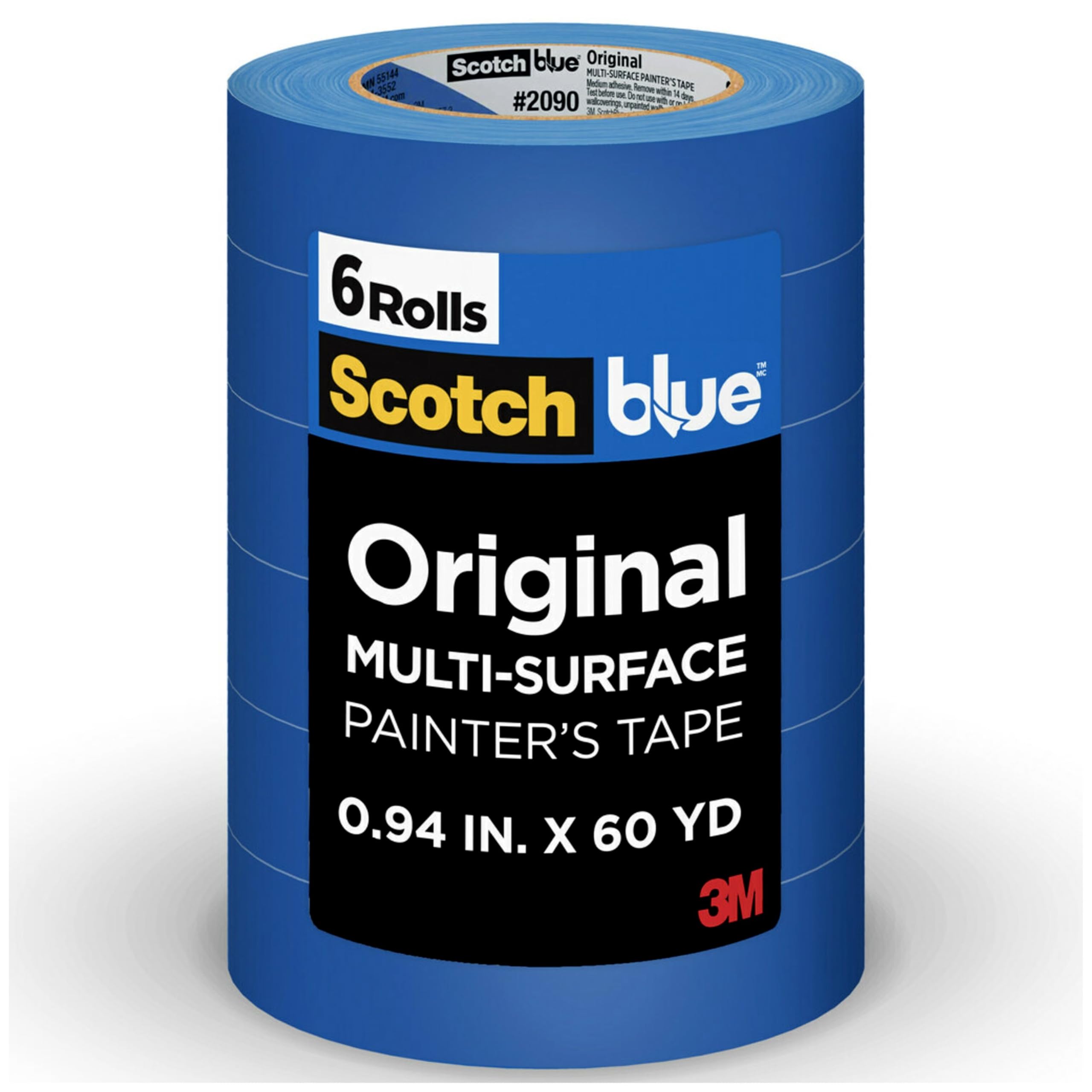 ScotchBlue front packaging showing six 1-inch rolls for quick identification and value
