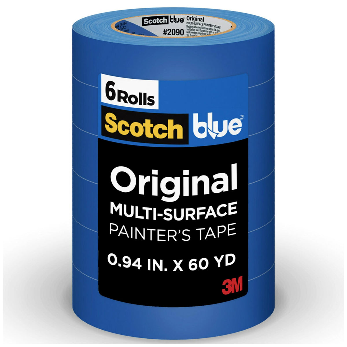 ScotchBlue front packaging showing six 1-inch rolls for quick identification and value