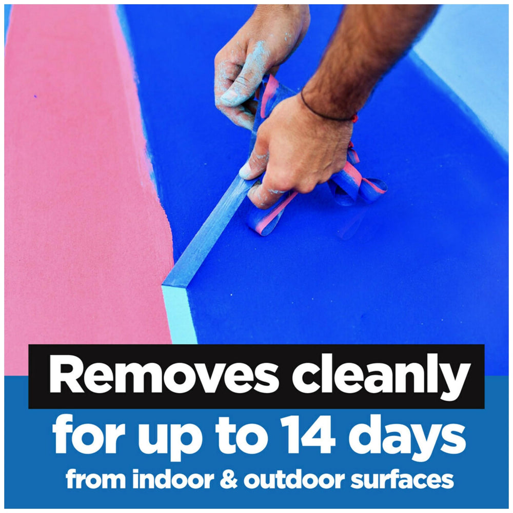 ScotchBlue on a window glass edge showing easy removal without residue