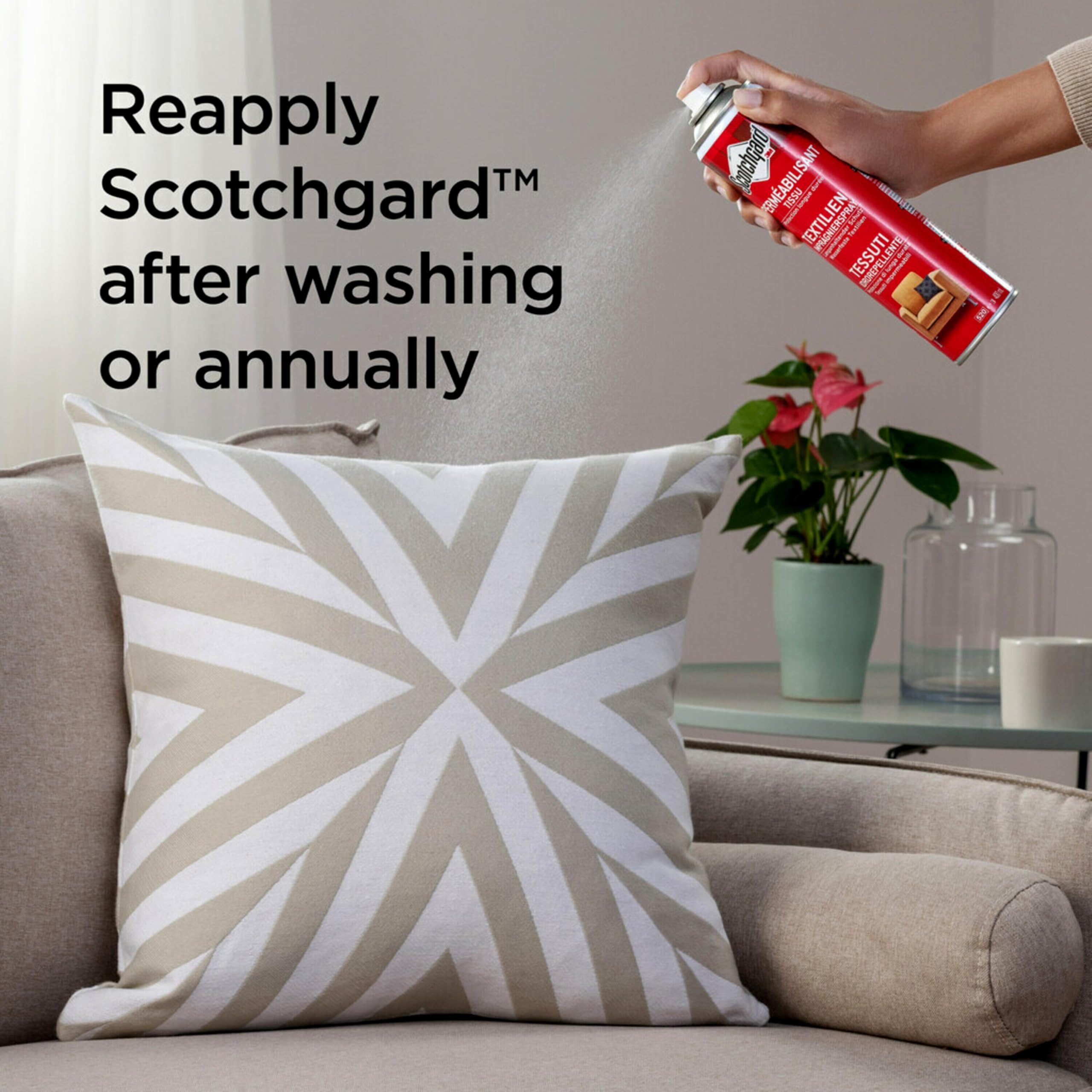 Scotchgard protecting jacket fabric to preserve delicate garment fibers