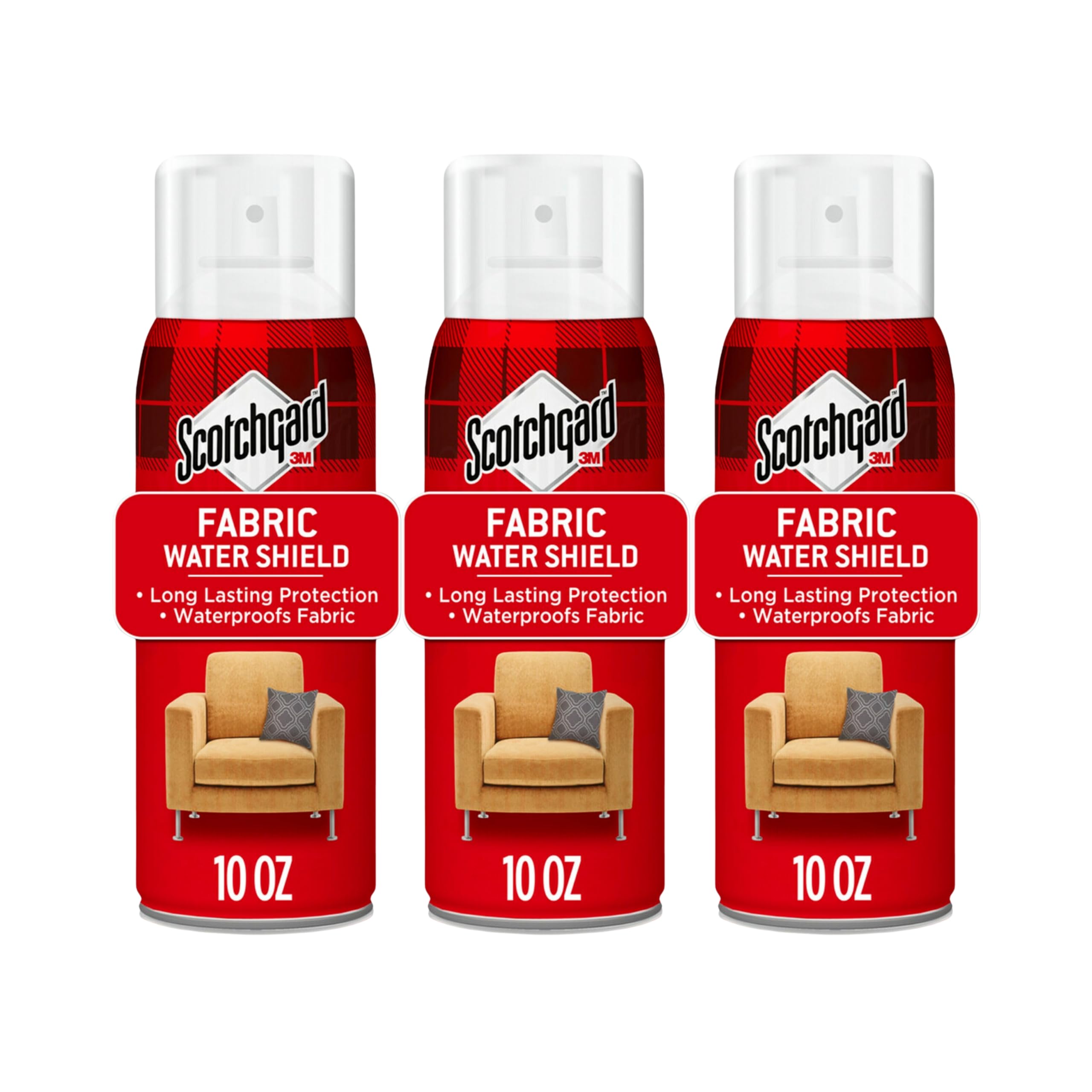 Scotchgard spray in action on sofa fabric preventing liquid absorption