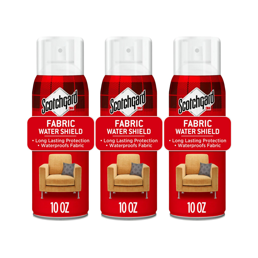 Scotchgard spray in action on sofa fabric preventing liquid absorption