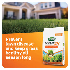 Close-up of Scotts DiseaseEx granules highlighting easy spreader application